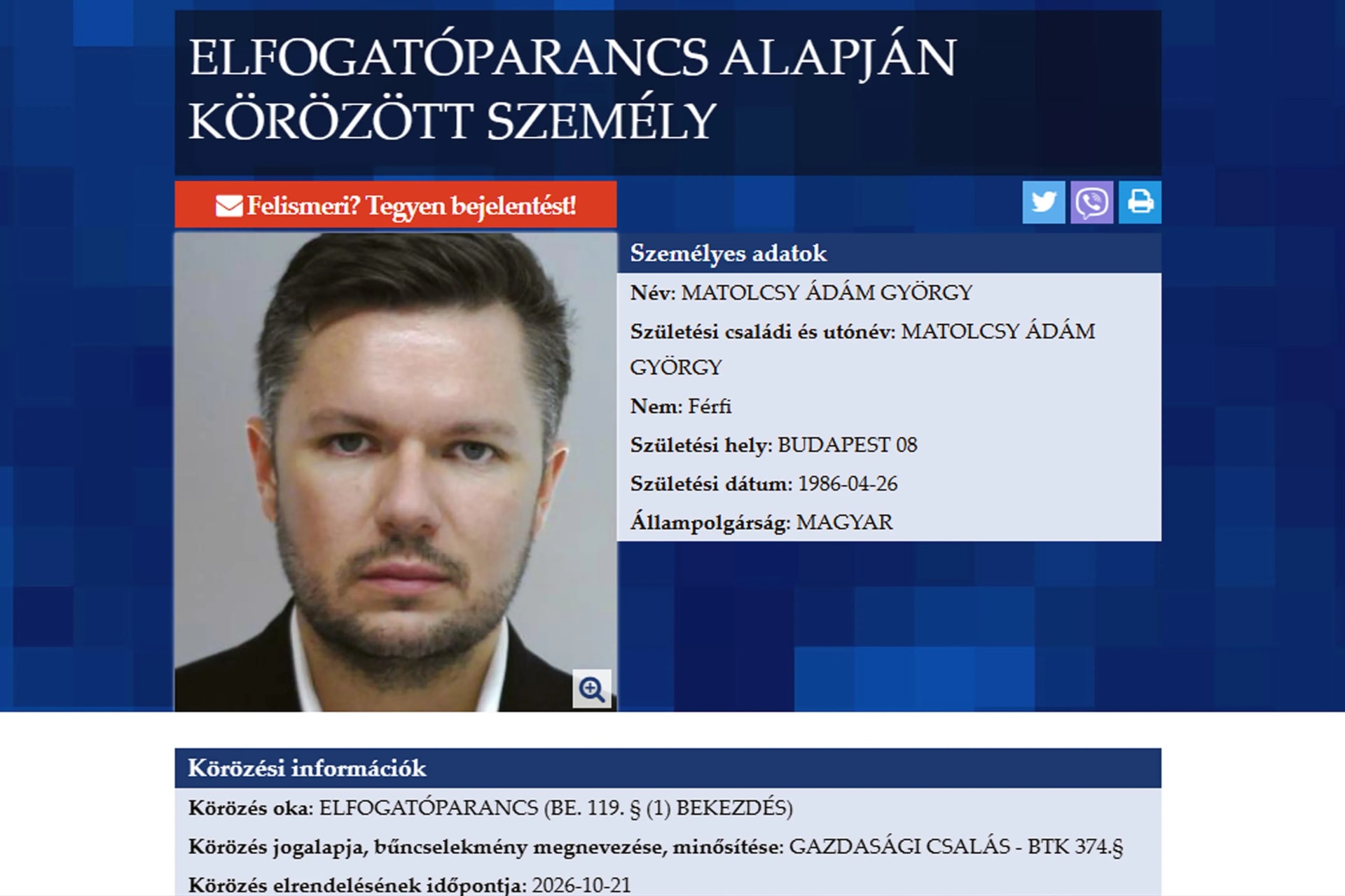 Nemzetközi elfogatóparancsot adtak ki Matolcsy Ádám és Stofa György ellen
