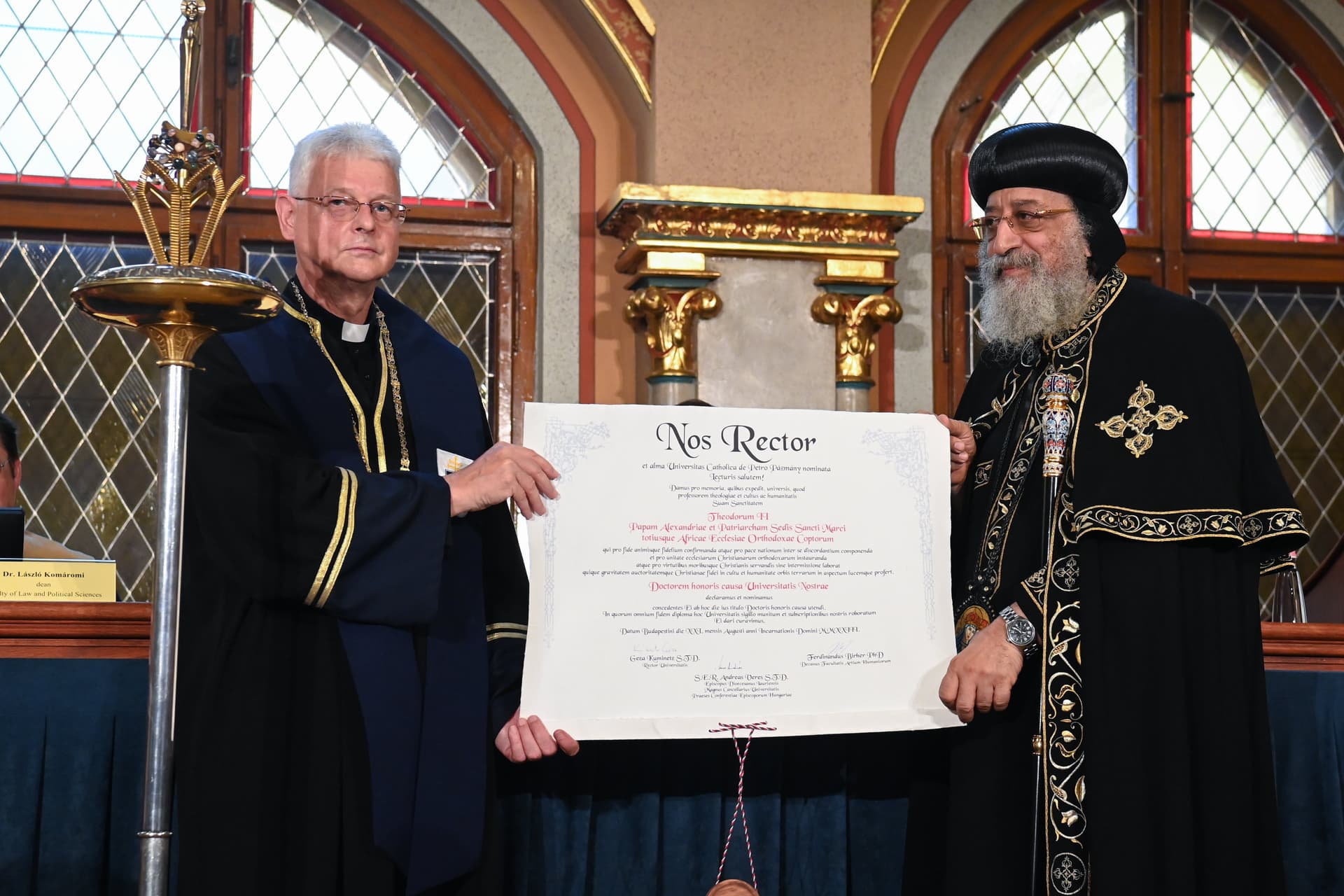 A Pázmány Péter Katolikus Egyetem díszdoktorává avatták II. Tavadrosz kopt pápát