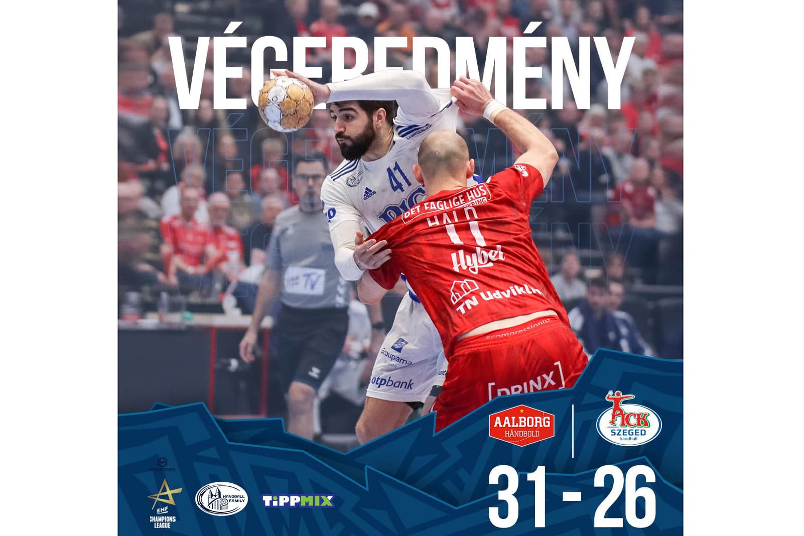 Férfi kézilabda BL – A Szeged öt góllal kikapott Aalborgban