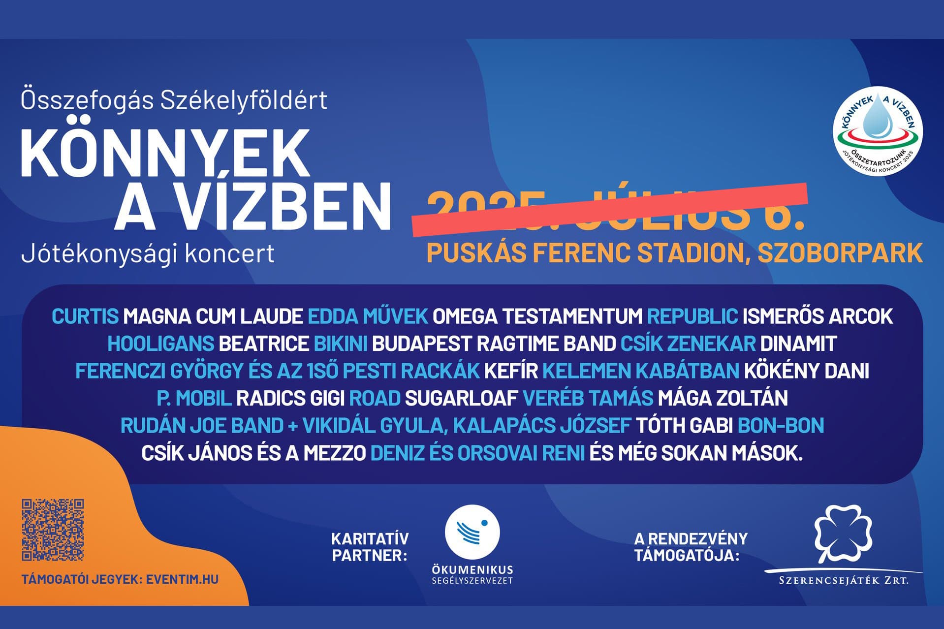 Szeptemberre halasztják a Könnyek a vízben segélykoncertet